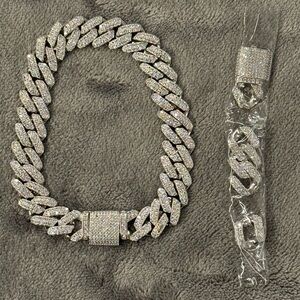 6ice 12mm Diamond Prong Cuban Bracelet Sterling Silver w/ CZ